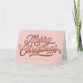 Rose Gold Retro Script Merry Christmas シーズンカード (正面)