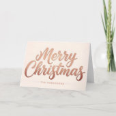 Rose Gold Retro Script Merry Christmas シーズンカード (正面)