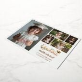 Rose Gold Romantic Floral Pre-K Graduation 5-Photo 箔招待状 (回転した状態)