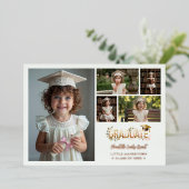 Rose Gold Romantic Floral Pre-K Graduation 5-Photo 箔招待状 (立ち正面)