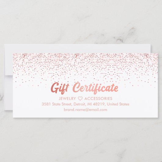 Rose Gold Salon Store Business Gift Certificate (裏面)