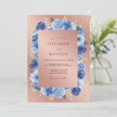 Rose Gold Sapphire Anemone Wedding 招待状 (スタンド正面)