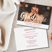 Rose Gold Script Photo Graduation Party 箔招待状