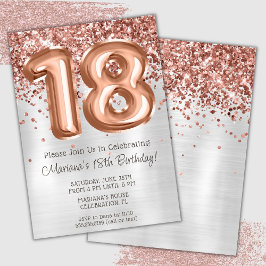 Rose Gold Silver 18歳の誕生日パーティー招待状 招待状