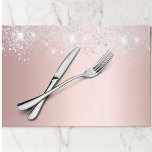 Rose gold silver glitter girly paper placemat ペーパーパッド<br><div class="desc">A rose gold faux metallic looking background with faux silver glitter dust. For your business,  company,  school or as party supplies. Can be used both as party paper placemats,  or for writing,  drawing,  party games.</div>