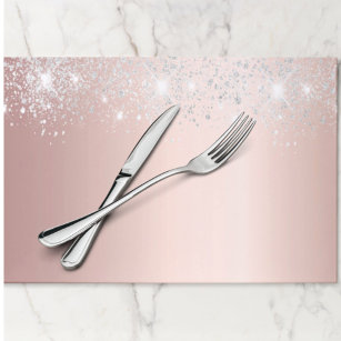 Rose gold silver glitter girly paper placemat ペーパーパッド