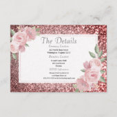 Rose gold silver glitter pink floral Details エンクロージャーカード (正面)