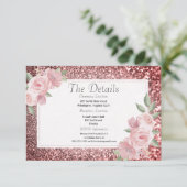 Rose gold silver glitter pink floral Details エンクロージャーカード (スタンド正面)