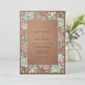 Rose Gold Sophisticated Succulent Wedding 招待状 (スタンド正面)