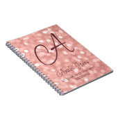 Rose Gold Sparkles Monogram Academic Year School ノートブック (右側)