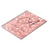 Rose Gold Sparkles Monogram Academic Year School ノートブック (左側)