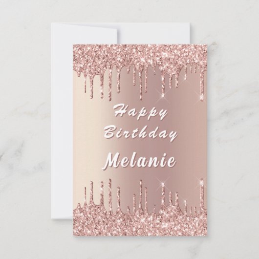 Rose Gold Sparkly Birthday Card Personalized Name カード (正面)
