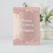 Rose Gold Sparkly Birthday Card Personalized Name カード (スタンド正面)