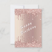 Rose Gold Sparkly Birthday Card Personalized Name カード (裏面)