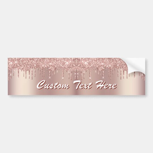 Rose Gold Sparkly Bumper Sticker with Custom Text バンパーステッカー (正面)