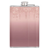 Rose Gold Sparkly Flask Personalized Name Letter フラスク (裏面)