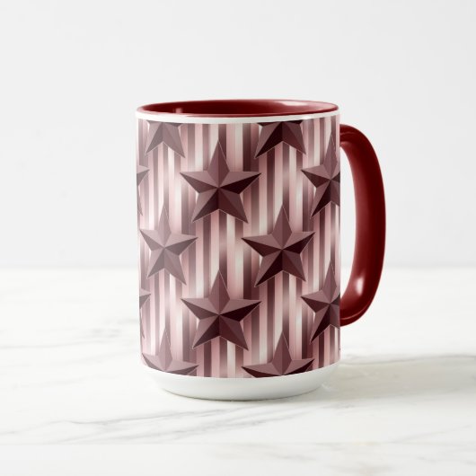 Rose Gold Stars Striped Combo Mug マグカップ (正面右)