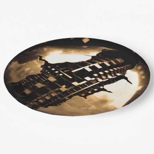 Rose Gold Steampunk ペーパープレート (アングル)