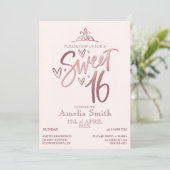 Rose Gold Sweet 16 Invitation Template 招待状 (スタンド正面)