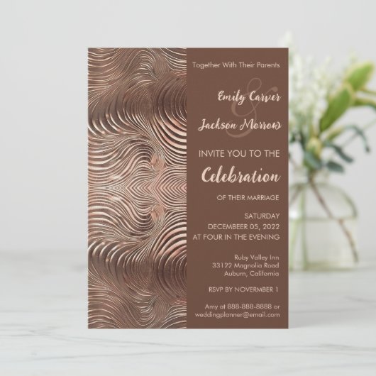 Rose Gold Swirl Wedding Invitation 招待状 (スタンド正面)