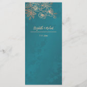 Rose Gold Teal Floral Line Art Wedding メニュー (裏面)