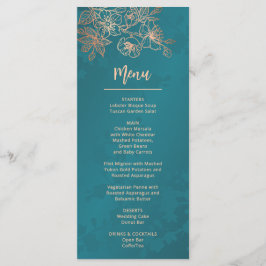 Rose Gold Teal Floral Line Art Wedding メニュー