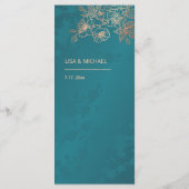 Rose Gold Teal Floral Line Art Wedding メニュー (裏面)