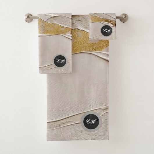 Rose Gold Textured Plaster Abstract バスタオルセット (インサイチュ)