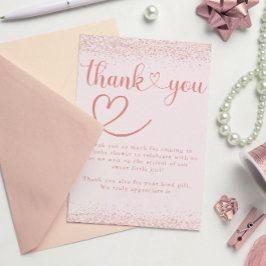 Rose Gold Thank You Confetti Heart Script サンキューカード