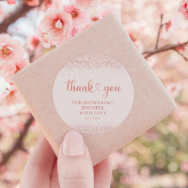 Rose Gold Thank You Confetti Heart Sticker ラウンドシール