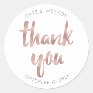Rose gold thank you, personalized, faux foil ラウンドシール