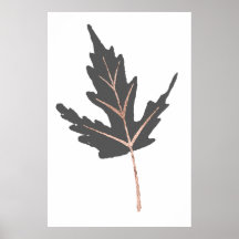 Rose Gold Tree Leaf Wall Print