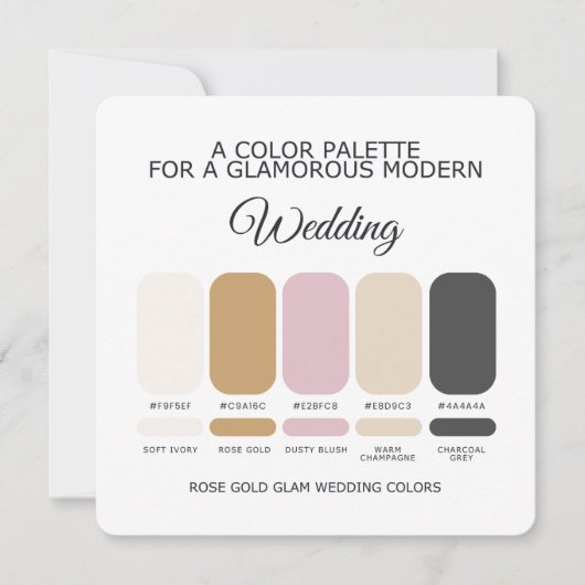Rose Gold Wedding Color Palette Card 招待状 (正面)