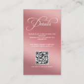 Rose Gold Wedding Reception QR Code エンクロージャーカード (正面)