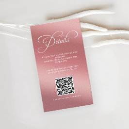 Rose Gold Wedding Reception QR Code エンクロージャーカード