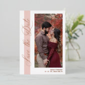 Rose Gold Wedding Romantic Hand Lettered Photo 箔招待状 (立ち正面)