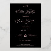 Rose Gold Whimsical Luxury Modern 2 Photos Collage 箔招待状 (裏面)