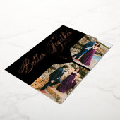 Rose Gold Whimsical Luxury Modern 2 Photos Collage 箔招待状 (回転した状態)