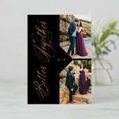 Rose Gold Whimsical Luxury Modern 2 Photos Collage 箔招待状 (立ち正面)