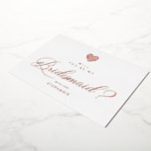 Rose Gold Will You Be My Bridesmaid Pink Heart 箔招待状 (回転した状態)