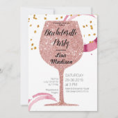Rose Gold Wine Bachelorette Party 招待状 (正面)