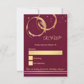 Rose Gold Wine Stain Marsala Wedding RSVP Card 招待状 (正面)