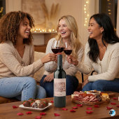 Rose Gold Wines Before Valentines Funny Galentine' ワインラベル