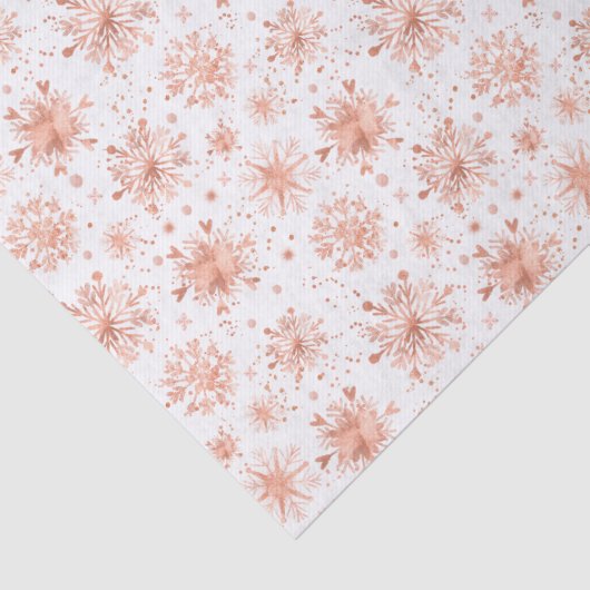 Rose Gold Winter Snowflakes on White Pattern 薄葉紙 (詳細)