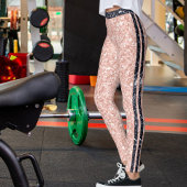 Rose Golden Black Shiny Glitter Pattern Stripes レギンス