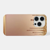 ✨ Rose Goldr Drip Elegance Over Gold Metallic Gl iPhoneケース (裏面横)