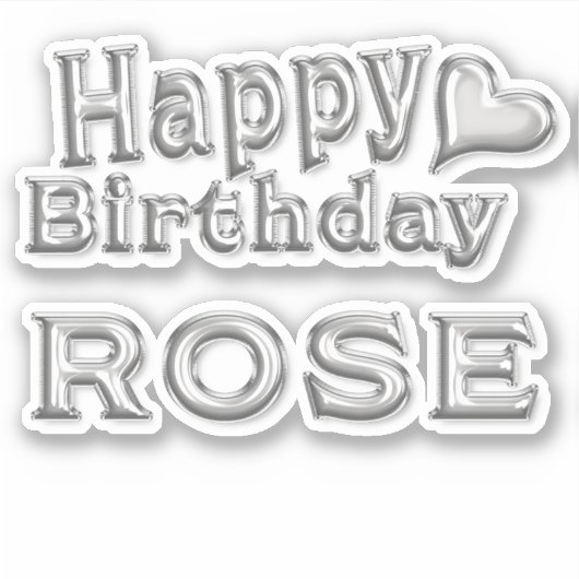 Rose Happy Birthday silver Aufkleber Sticker シール (正面)