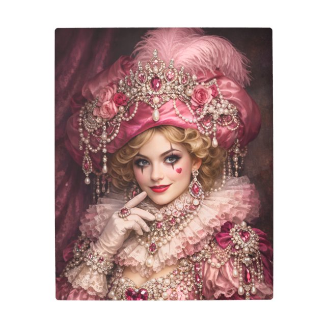 Rose Harlequin Luxury Portrait Metal Wall Art メタルプリント (正面)