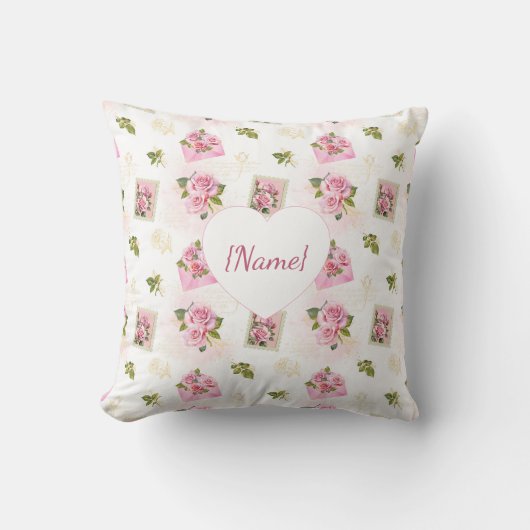 Rose Heart Name, Floral Gift クッション (正面)