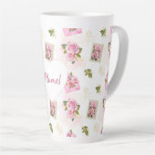 Rose Heart Name Mug – Classic Floral Gift カフェラテマグ (右アングル)